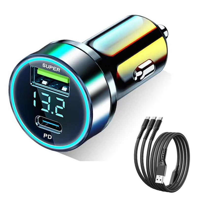 D3-PD 120W Car Charger Type-C+USB Dual Port +100W 3-in-1 Fast Charging Cable D3-PD 120W Car Charger Type-C+USB Dual Port +100W 3-in-1 Fast Charging Cable